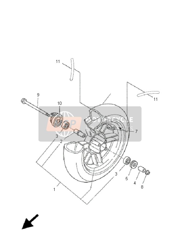 Yamaha CW50L BWS 2007 Ruota anteriore per un 2007 Yamaha CW50L BWS